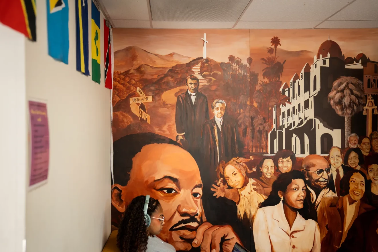 Part of a mural in the African Student Programs center.